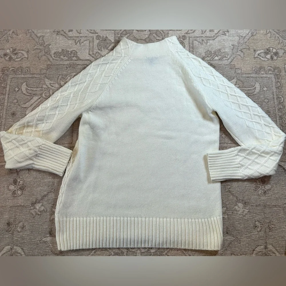 Talbots Cream Cable-Knit Sweater with Button Details - Picture 4 of 4